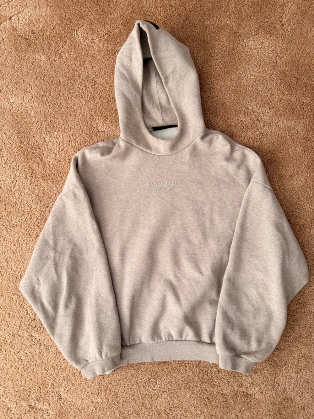 Fear of God ESSENTIALS Beige Hoodie with Black Labels